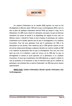 Performances des systèmes d'informations sur les marchés agricoles