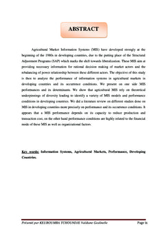Performances des systèmes d'informations sur les marchés agricoles