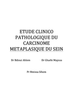 Les carcinomes métaplasiques du sein