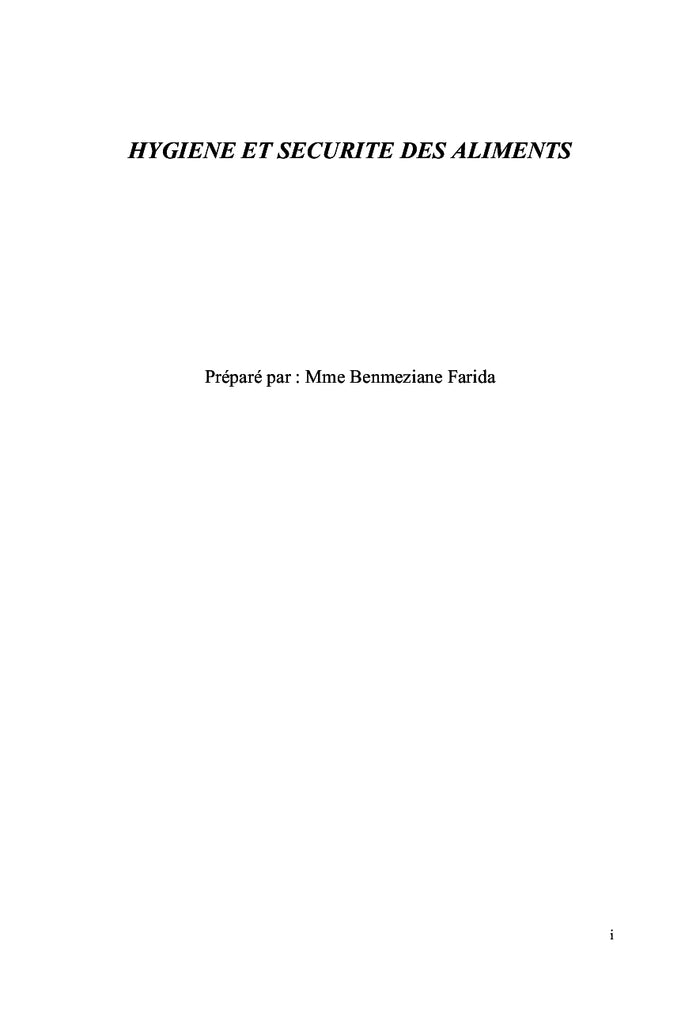 Hygiène et Sécurité des Aliments