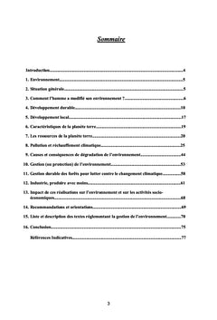 Environnement et développement durable