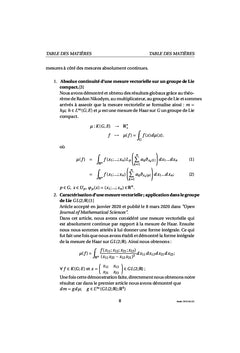 Absolue continuité d'une mesure vectorielle sur un groupe de Lie compact et application sur GL(2; R)