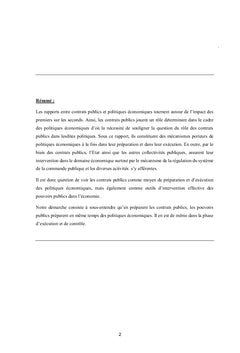 Contrats publics et politiques économiques