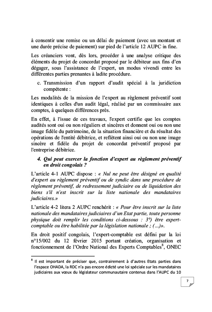 Règlement Préventif Ohada