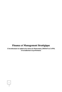 Finance et Management Stratégique