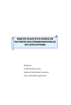 Mise en place d'un indice de pauvreté multidimensionnelle en Cote d'Ivoire