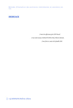 Méthodes d'évaluation des provisions individuelles en assurance non vie
