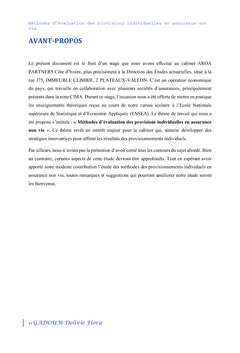 Méthodes d'évaluation des provisions individuelles en assurance non vie