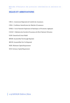Méthodes d'évaluation des provisions individuelles en assurance non vie