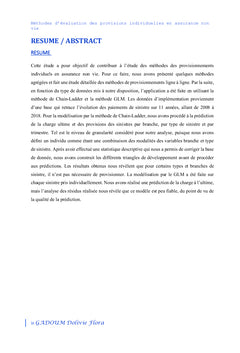 Méthodes d'évaluation des provisions individuelles en assurance non vie