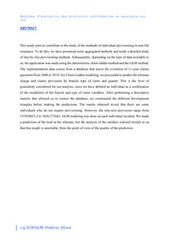 Méthodes d'évaluation des provisions individuelles en assurance non vie