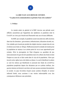 LA RDC FACE AUX DEFIS DU COVID19