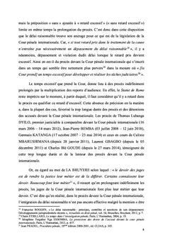 Le délai raisonnable dans le procès à la Cour pénale internationale