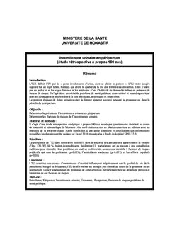 Incontinence urinaire en Péripartum :