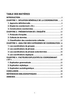 Usages du coordonnant "ET"