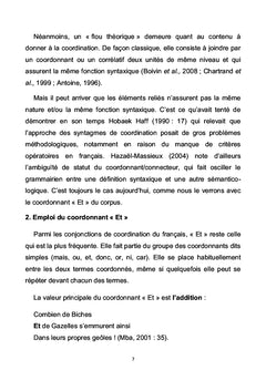 Usages du coordonnant "ET"