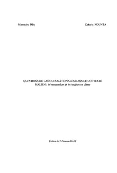Questions de langues nationales dans le contexte malien