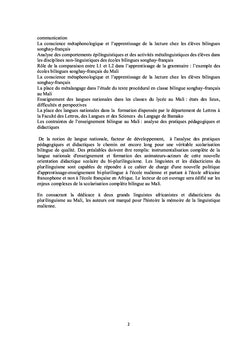 Questions de langues nationales dans le contexte malien