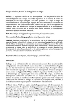 Questions de langues nationales dans le contexte malien