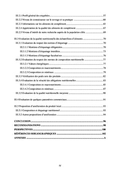 Contrôle de la qualité des aliments de complément