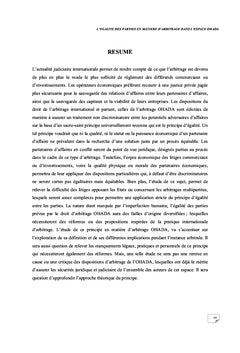 L'égalité des parties en matière d'arbitrage dans l'espace OHADA