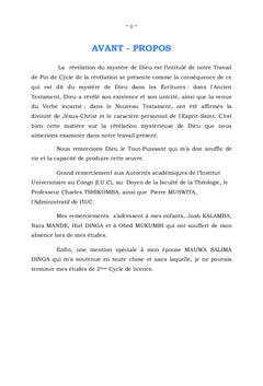 Révélation du mystère de Dieu dans la Bible