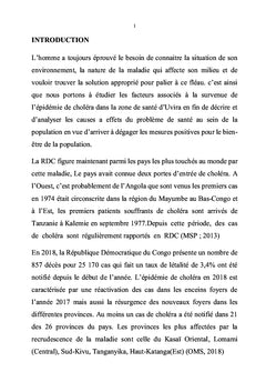 Facteurs associés à la survenue de l'épidémie du choléra dans la zone de santé d'Uvira