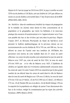 Facteurs associés à la survenue de l'épidémie du choléra dans la zone de santé d'Uvira