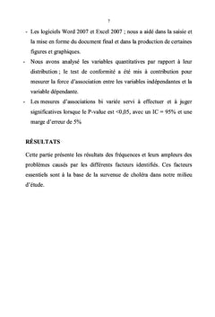 Facteurs associés à la survenue de l'épidémie du choléra dans la zone de santé d'Uvira