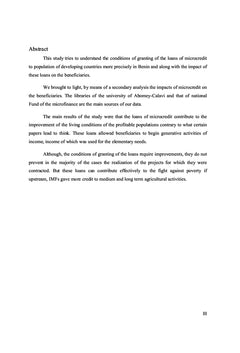 Évaluation qualitative d'impact d'un programme de microcrédit au Bénin