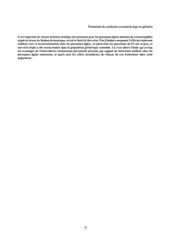 Traitement du syndrome coronarien aigu en gériatrie