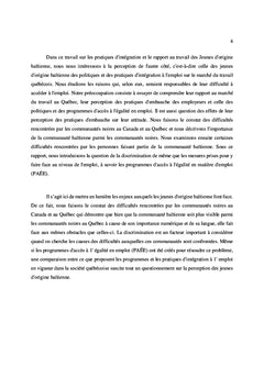 PROBLÉMATIQUE DES JEUNES D'ORIGINE HAÏTIENNE AU QUÉBEC