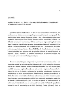 PROBLÉMATIQUE DES JEUNES D'ORIGINE HAÏTIENNE AU QUÉBEC