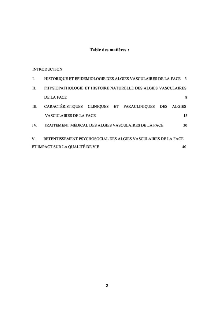 Les algies vasculaires de la face