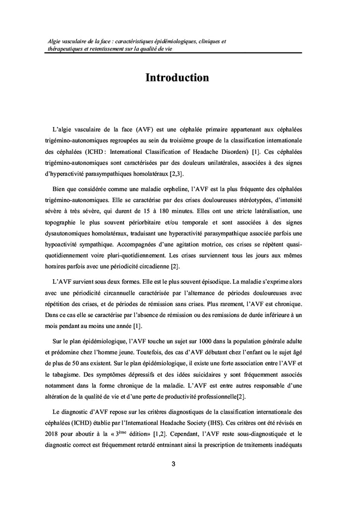 Les algies vasculaires de la face