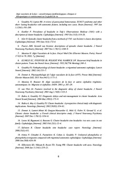 Les algies vasculaires de la face