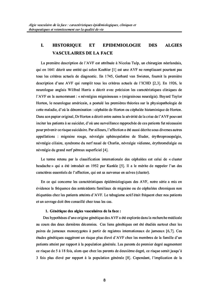 Les algies vasculaires de la face