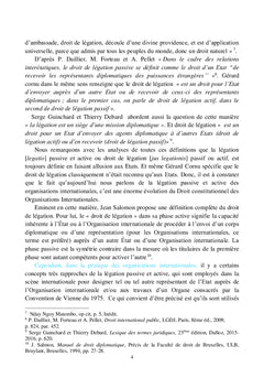 L'exercice du droit de légation passif et actif
