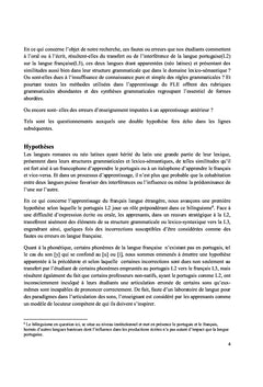 L'influence du portugais dans l'apprentissage du français