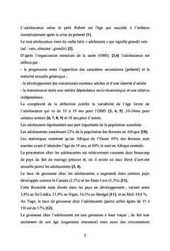 Grossesse et accouchement chez les adolescentes au centre hospitalier universitaire Sylvanus Olympio