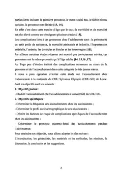 Grossesse et accouchement chez les adolescentes au centre hospitalier universitaire Sylvanus Olympio