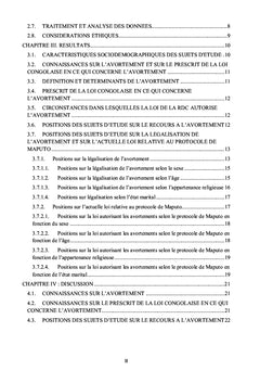 Positions de la population kinoise sur la légalisation des avortements