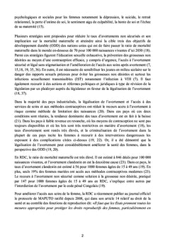 Positions de la population kinoise sur la légalisation des avortements