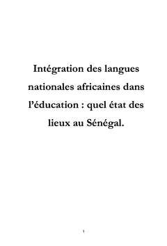 Intégration des langues nationales africaines dans l'éducation