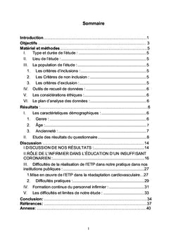 Réalité du rôle infirmier à l'éducation thérapeutique du coronarien