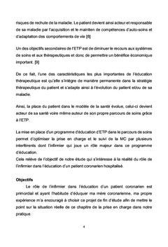 Réalité du rôle infirmier à l'éducation thérapeutique du coronarien