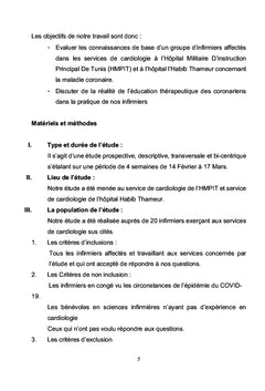Réalité du rôle infirmier à l'éducation thérapeutique du coronarien