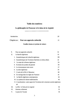 La philosophie de l'honneur et le tabou de la virginité