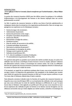 Gestion des ressources humaines au Mali