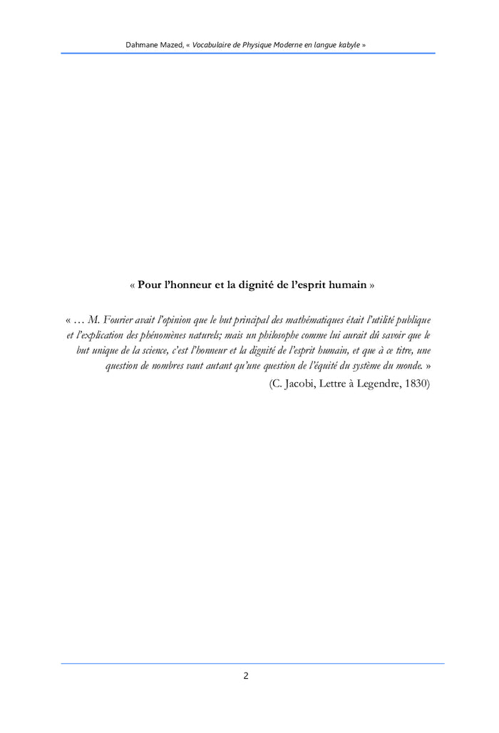 Vocabulaire de Physique Moderne en Langue Kabyle